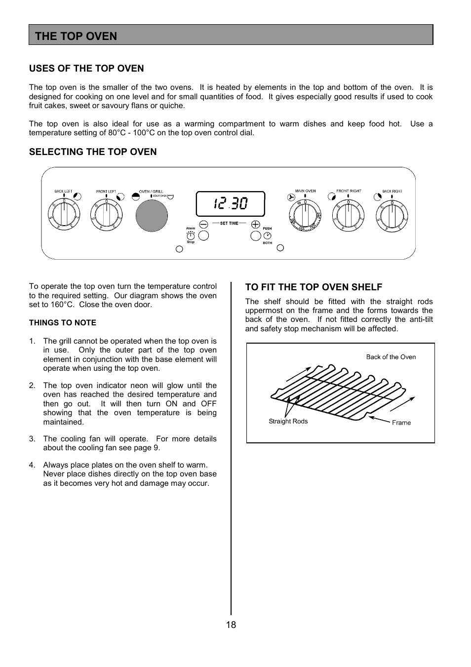 The top oven | Tricity Bendix SIE553 User Manual | Page 18 / 32