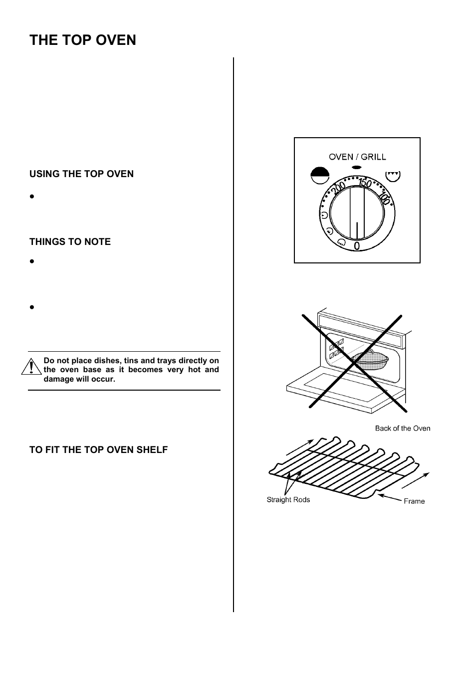The top oven | Tricity Bendix SE501 User Manual | Page 10 / 28