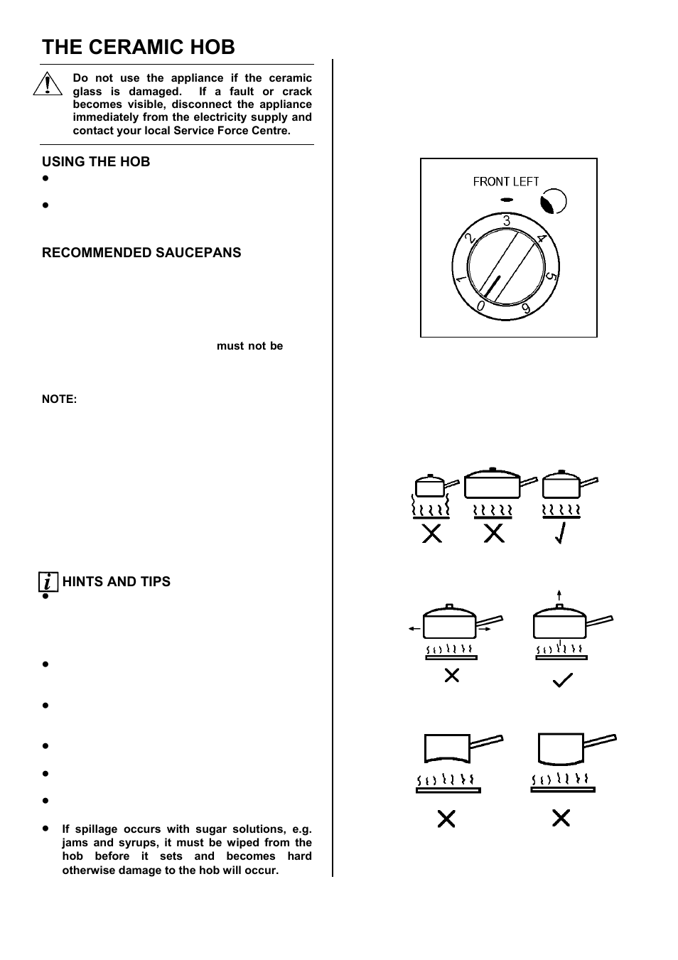 The ceramic hob | Tricity Bendix SE501 User Manual | Page 7 / 28