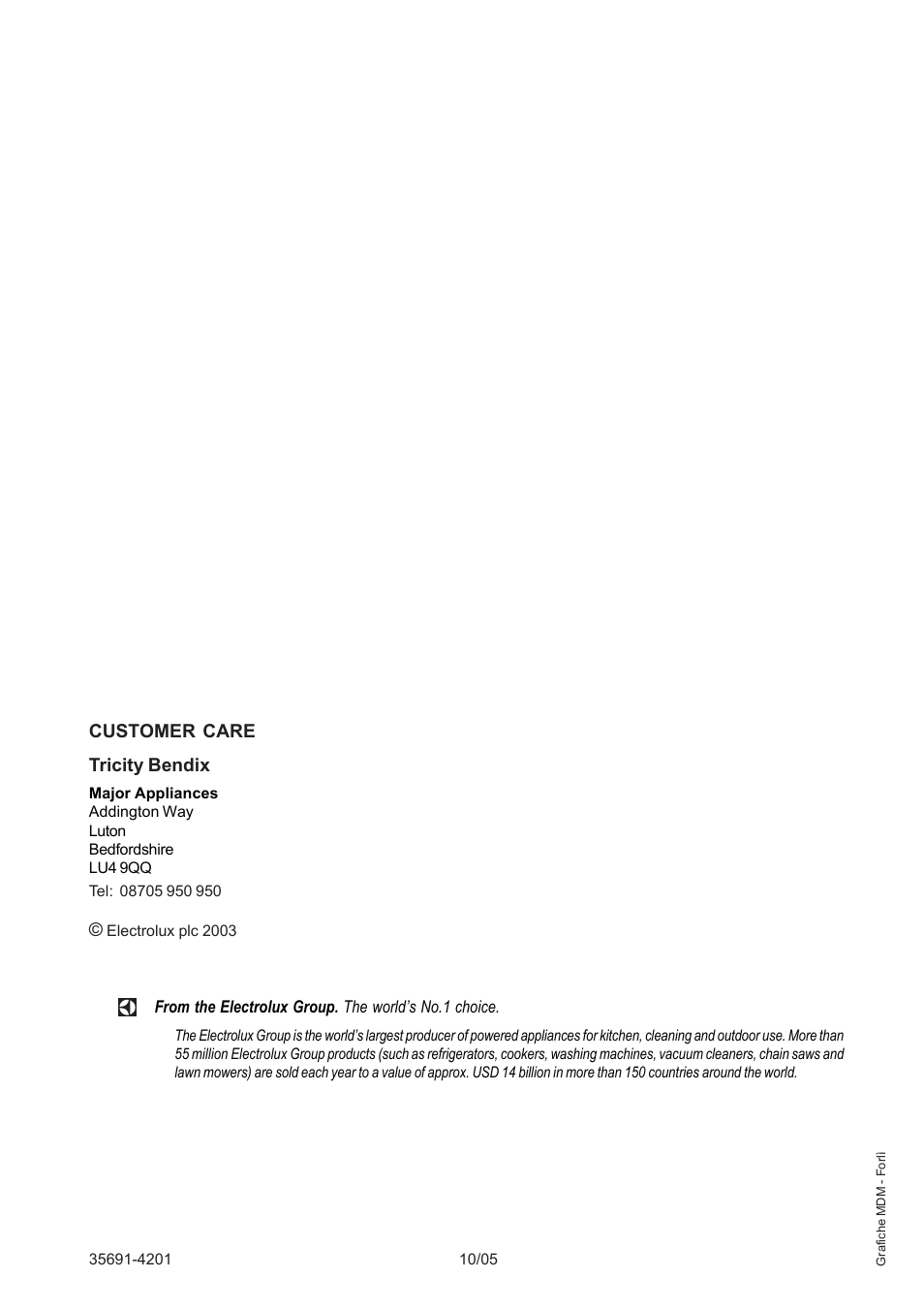 Tricity Bendix TBF 610 User Manual | Page 20 / 20