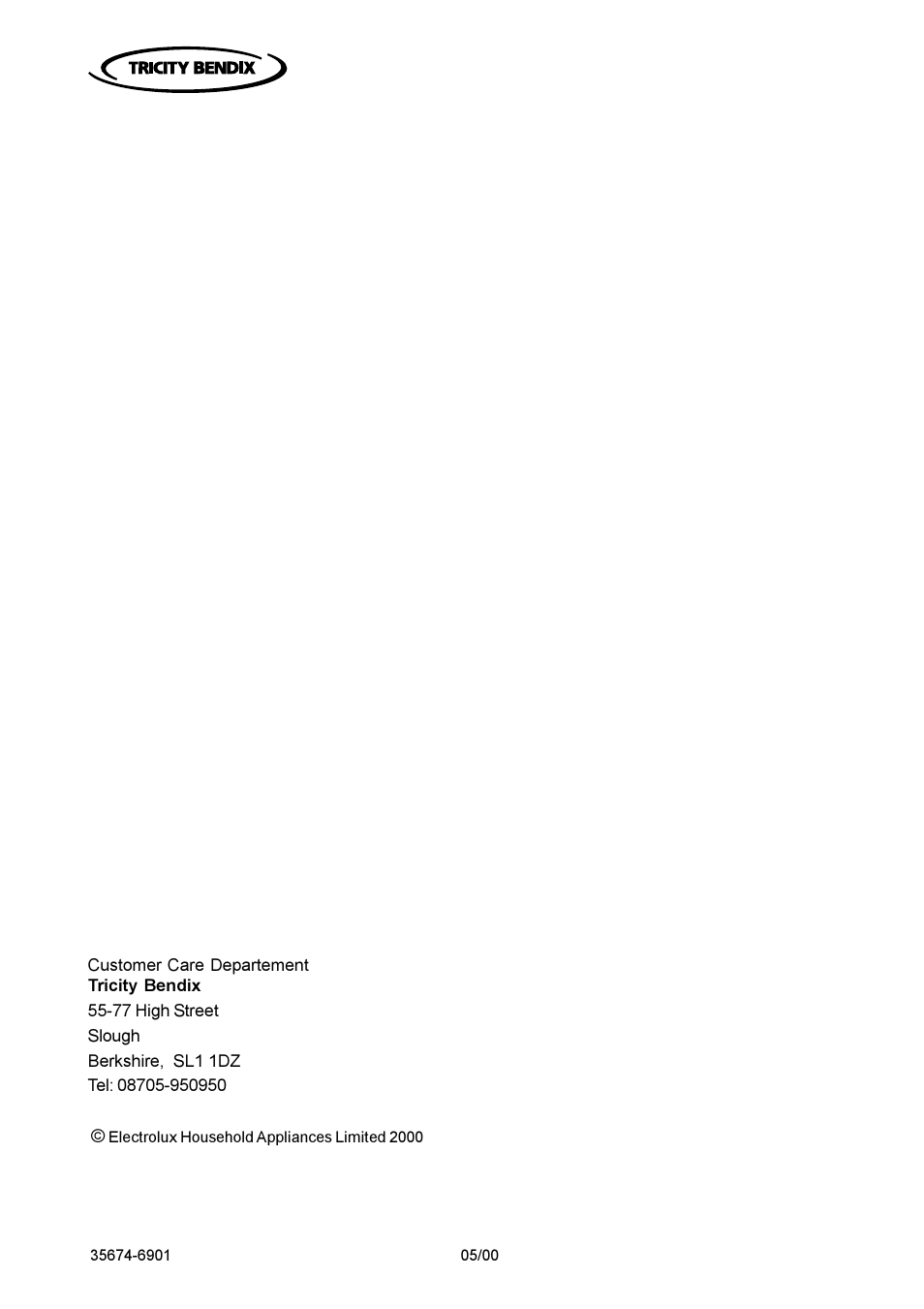 Tricity Bendix TBG 750 User Manual | Page 16 / 16