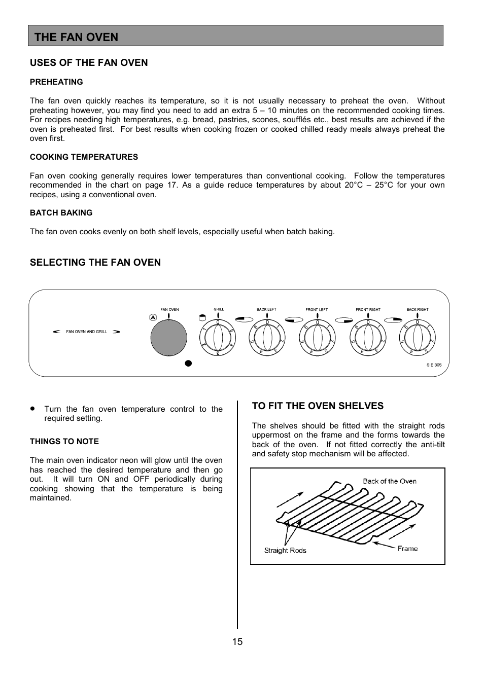 The fan oven | Tricity Bendix SIE305 User Manual | Page 15 / 28