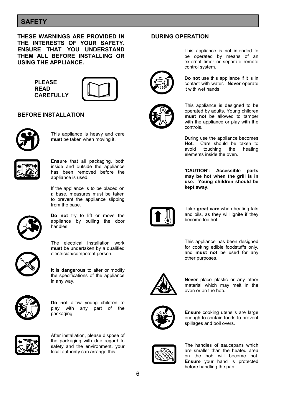 Safety | Tricity Bendix SIE305 User Manual | Page 6 / 28