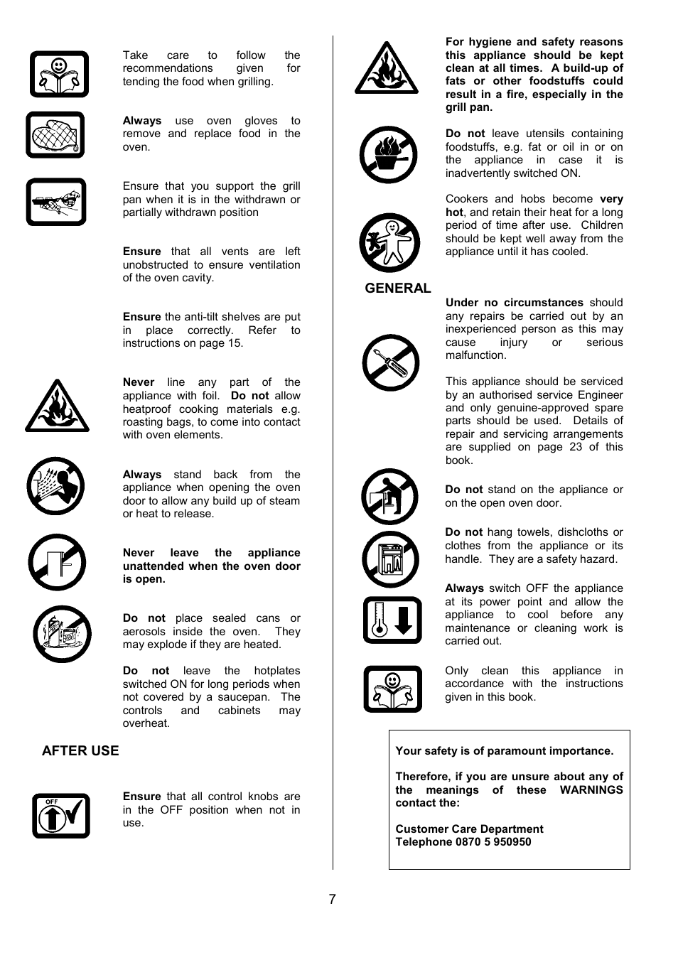 After use, General | Tricity Bendix SIE305 User Manual | Page 7 / 28