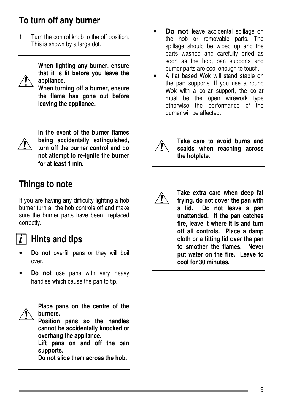 Hints and tips | Tricity Bendix L50M2 User Manual | Page 9 / 36