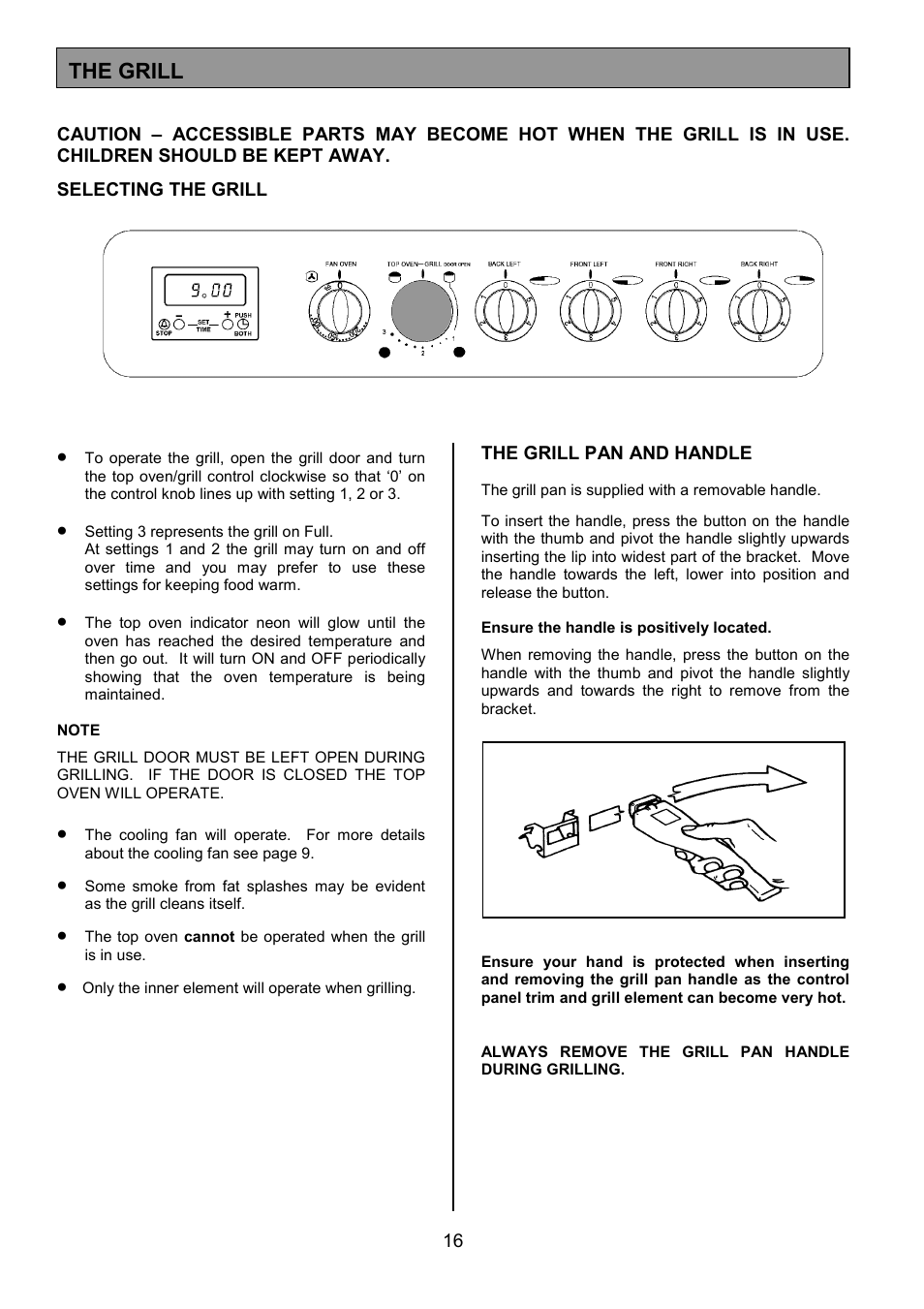 The grill | Tricity Bendix RE50GC User Manual | Page 16 / 32