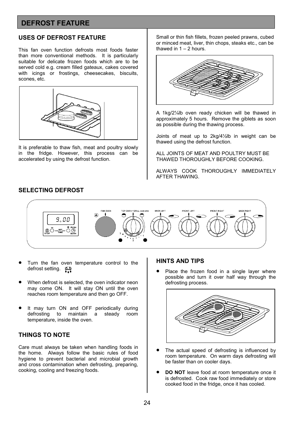 Defrost feature | Tricity Bendix RE50GC User Manual | Page 24 / 32