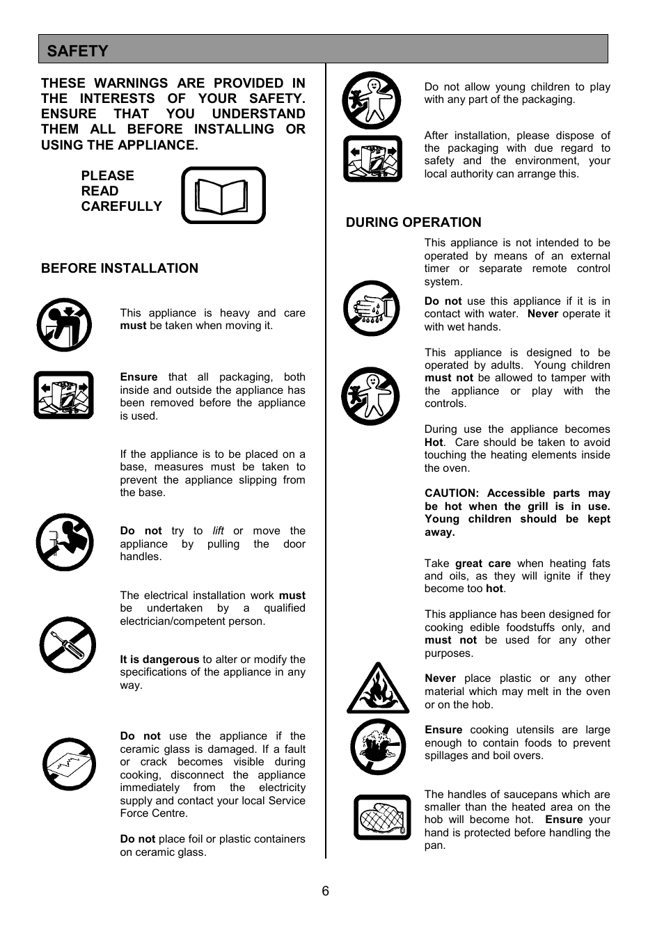 Safety | Tricity Bendix RE50GC User Manual | Page 6 / 32