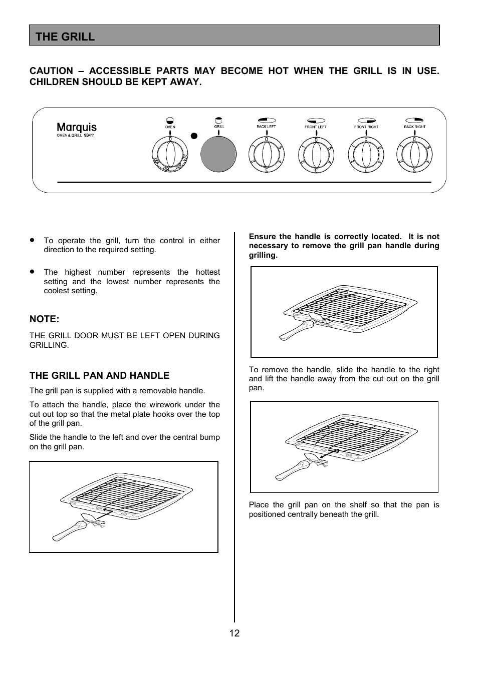 The grill | Tricity Bendix SB411 User Manual | Page 12 / 24