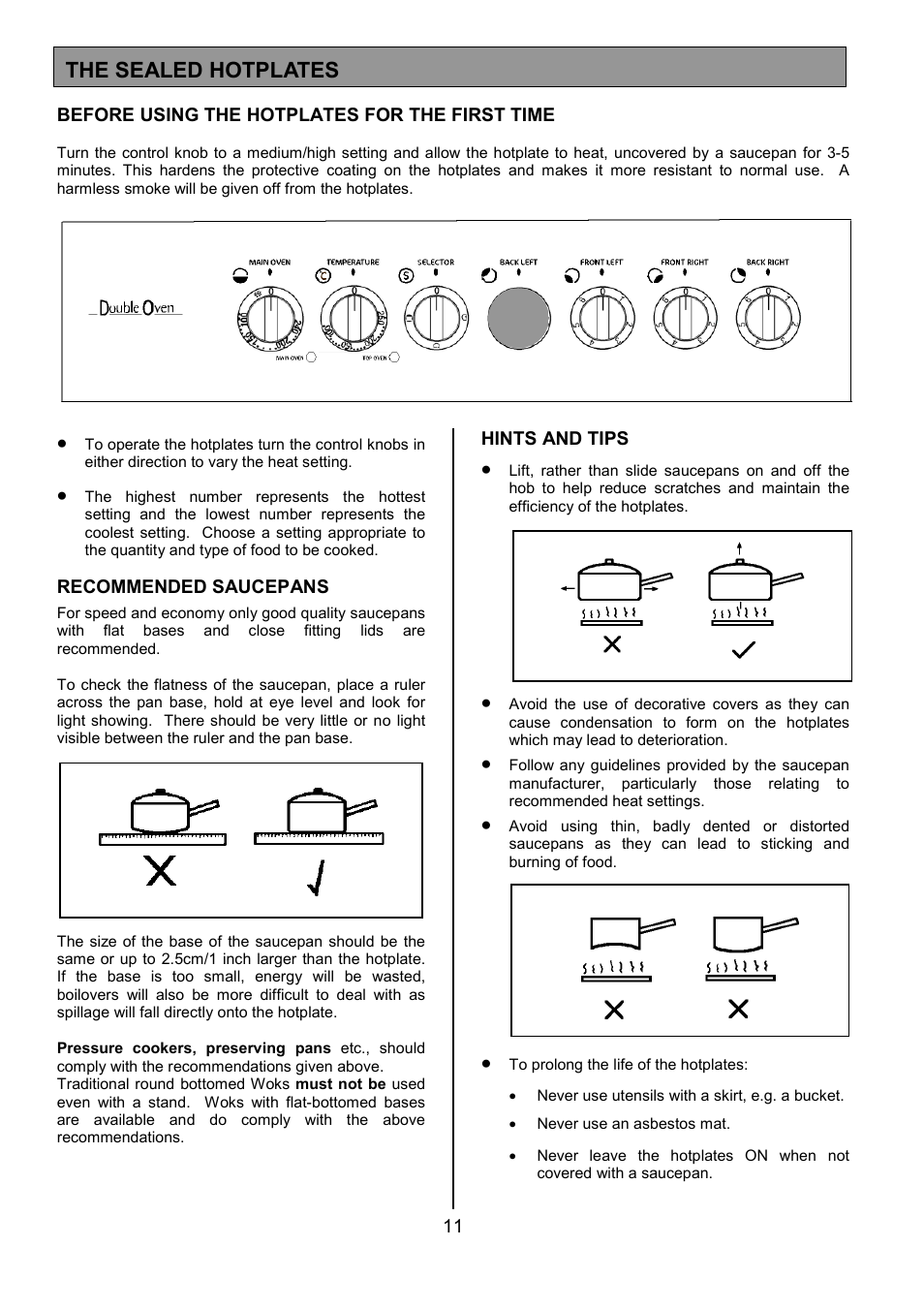 The sealed hotplates | Tricity Bendix SE402 User Manual | Page 11 / 28