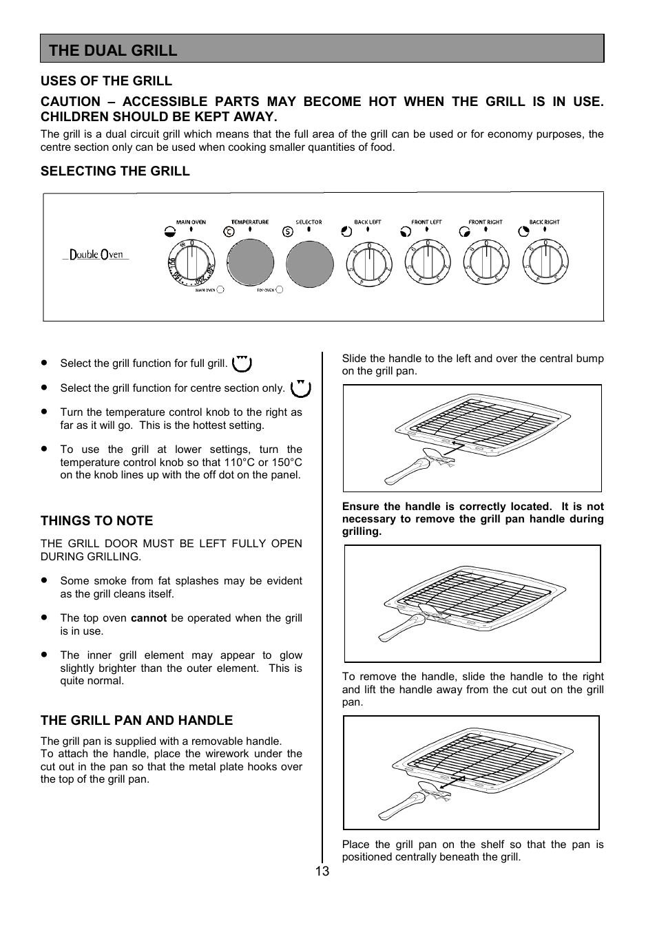 The dual grill | Tricity Bendix SE402 User Manual | Page 13 / 28