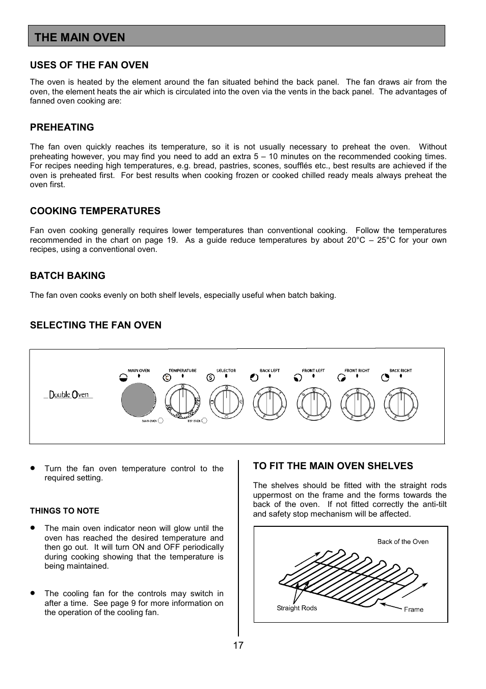 The main oven | Tricity Bendix SE402 User Manual | Page 17 / 28