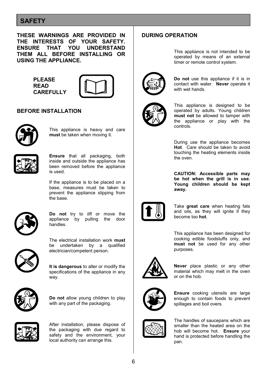 Safety | Tricity Bendix SE402 User Manual | Page 6 / 28