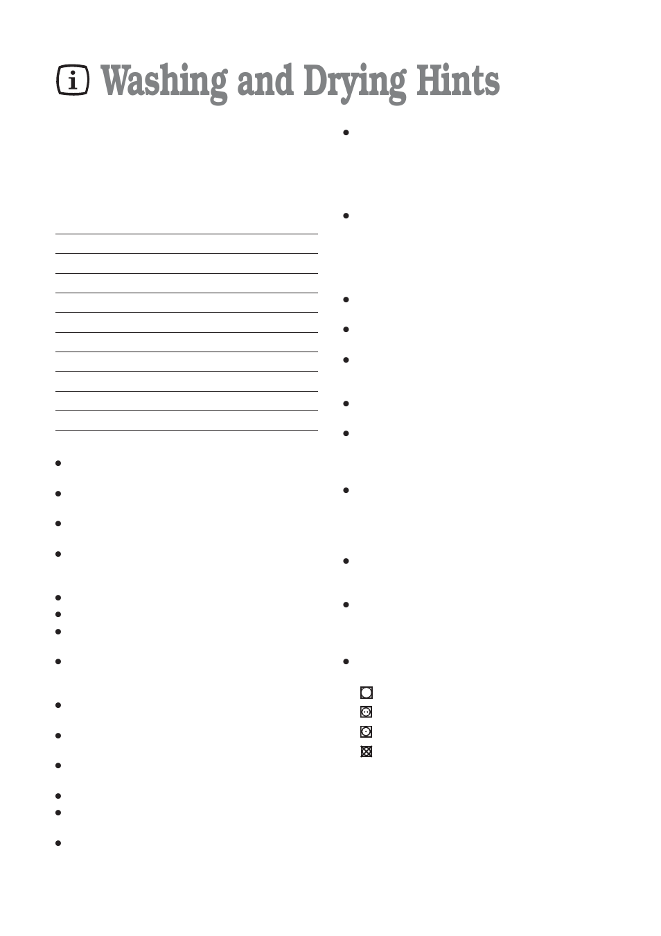Washing and drying hints | Tricity Bendix WDR 1241 User Manual | Page 13 / 30