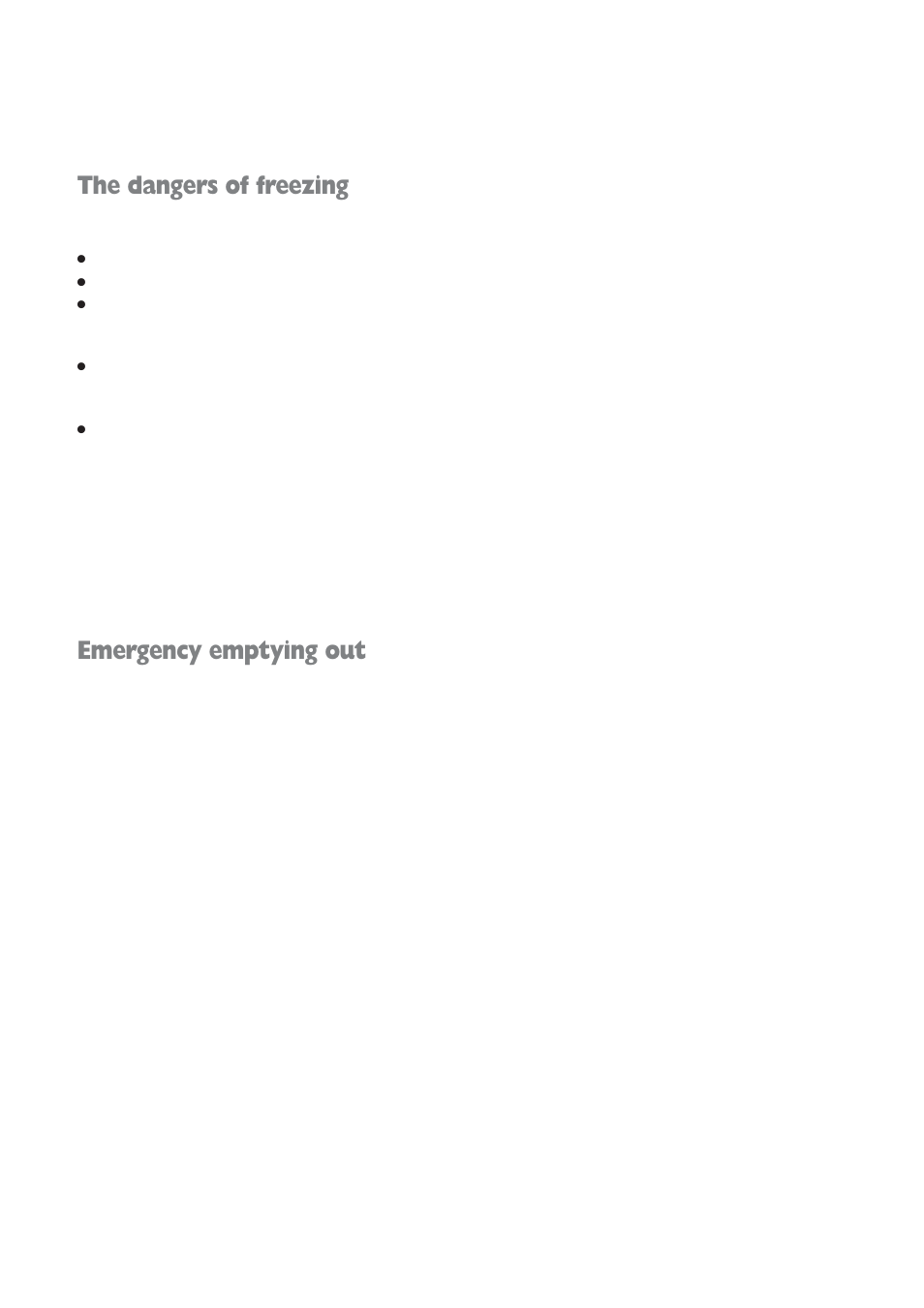 The dangers of freezing, Emergency emptying out | Tricity Bendix WDR 1241 User Manual | Page 21 / 30