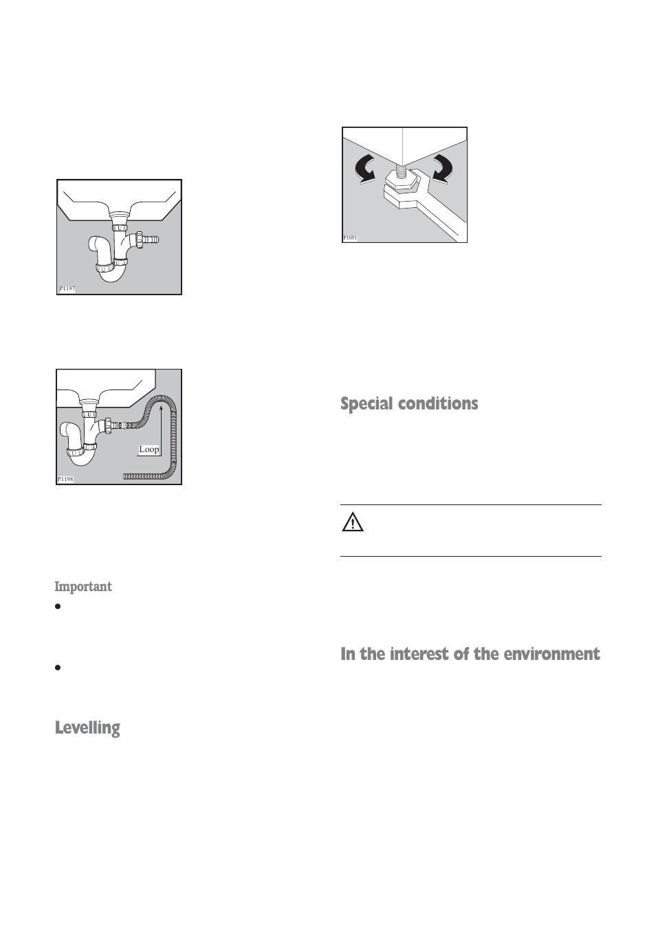 Levelling, Special conditions | Tricity Bendix WDR 1241 User Manual | Page 28 / 30