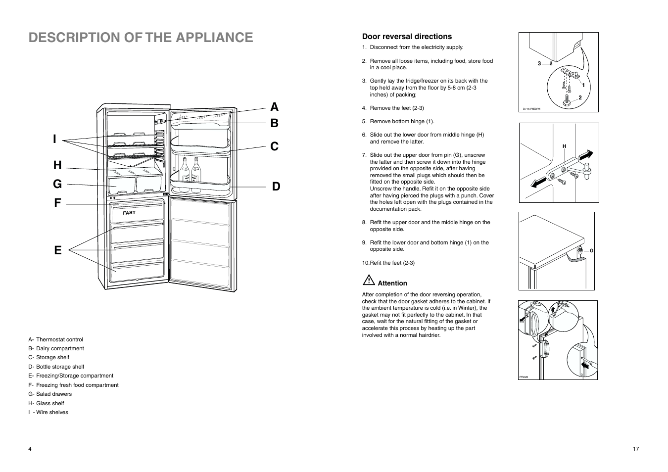 Description of the appliance | Tricity Bendix Eco Plus ECD 937 User Manual | Page 17 / 20