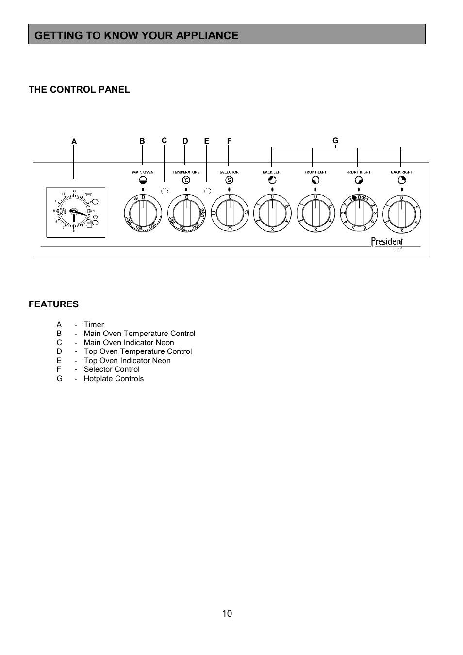 Getting to know your appliance | Tricity Bendix SB432 User Manual | Page 10 / 32