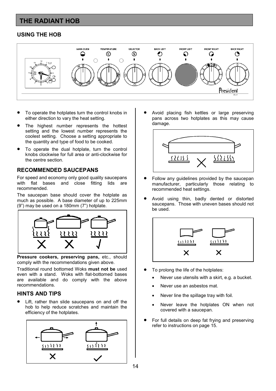 The radiant hob | Tricity Bendix SB432 User Manual | Page 14 / 32