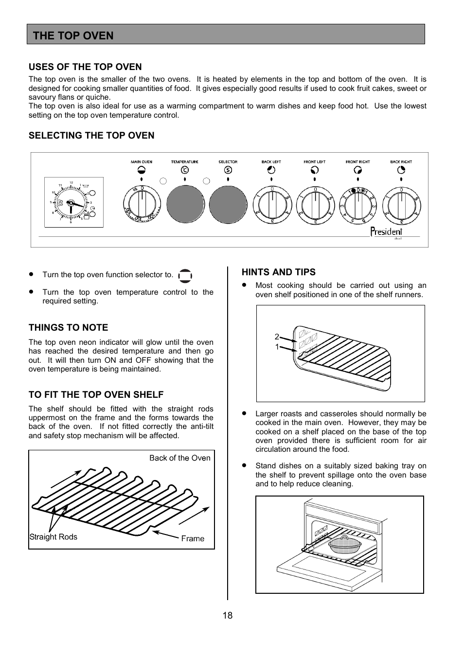 The top oven | Tricity Bendix SB432 User Manual | Page 18 / 32