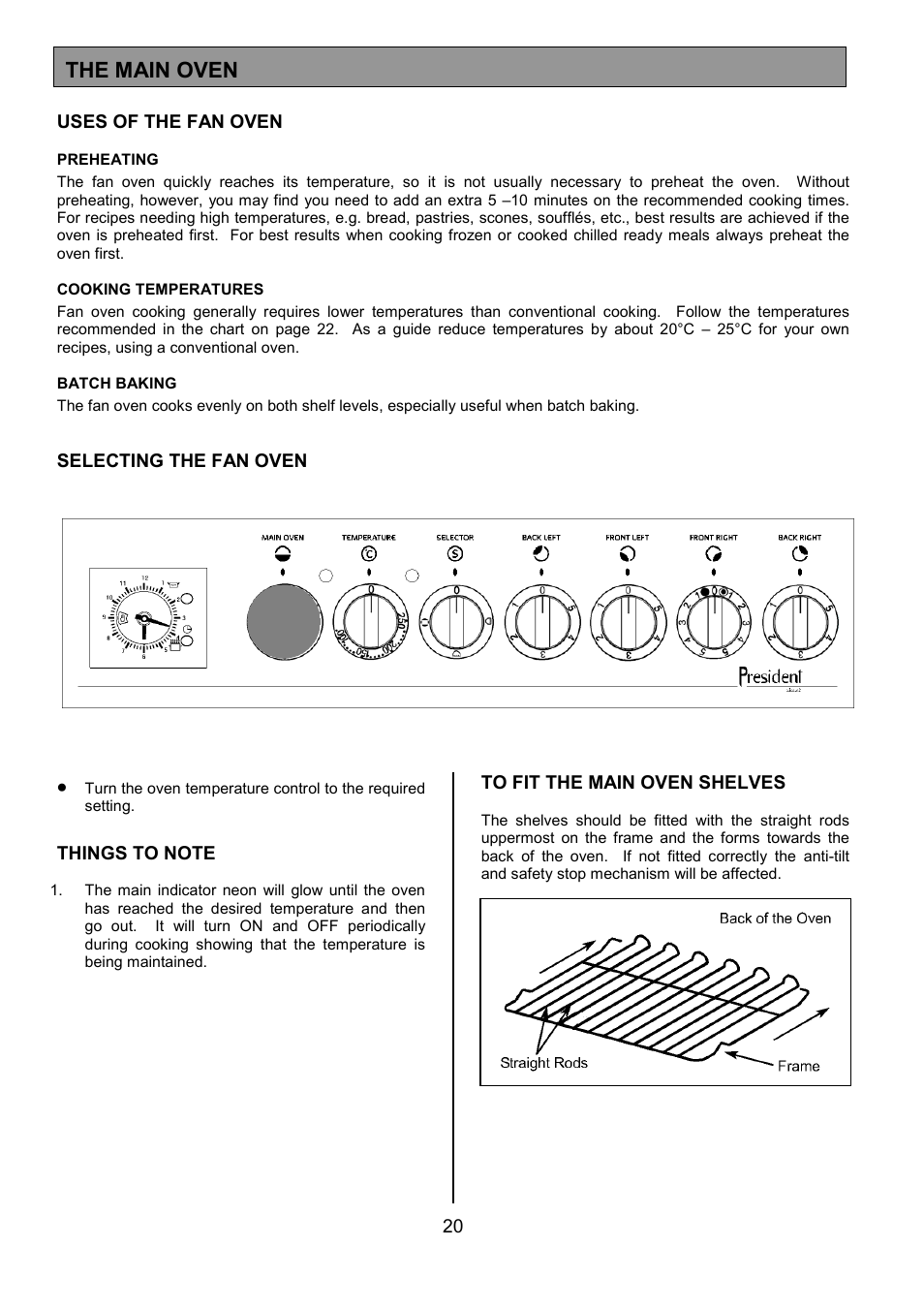 The main oven | Tricity Bendix SB432 User Manual | Page 20 / 32
