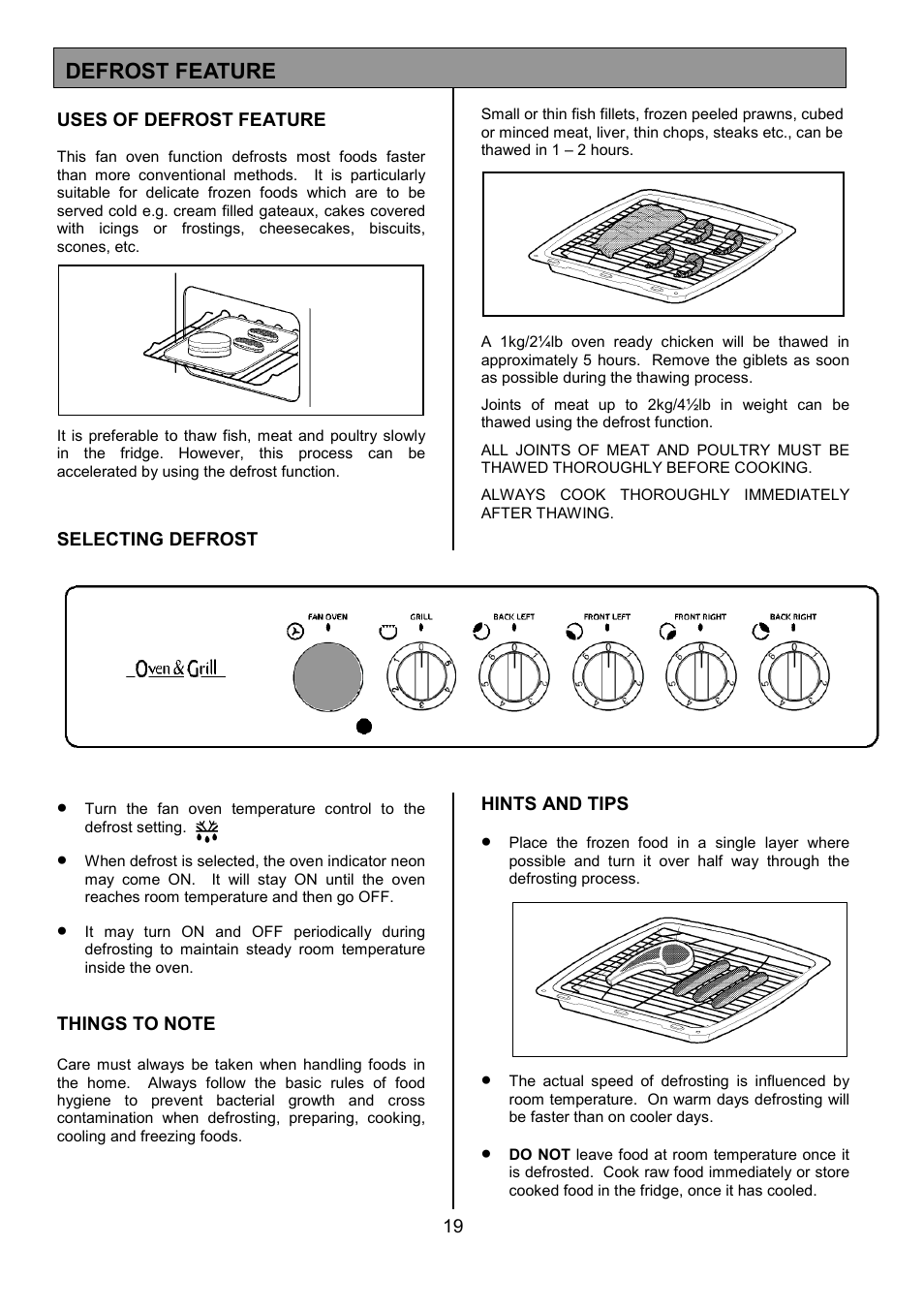 Defrost feature | Tricity Bendix SE305 User Manual | Page 19 / 28