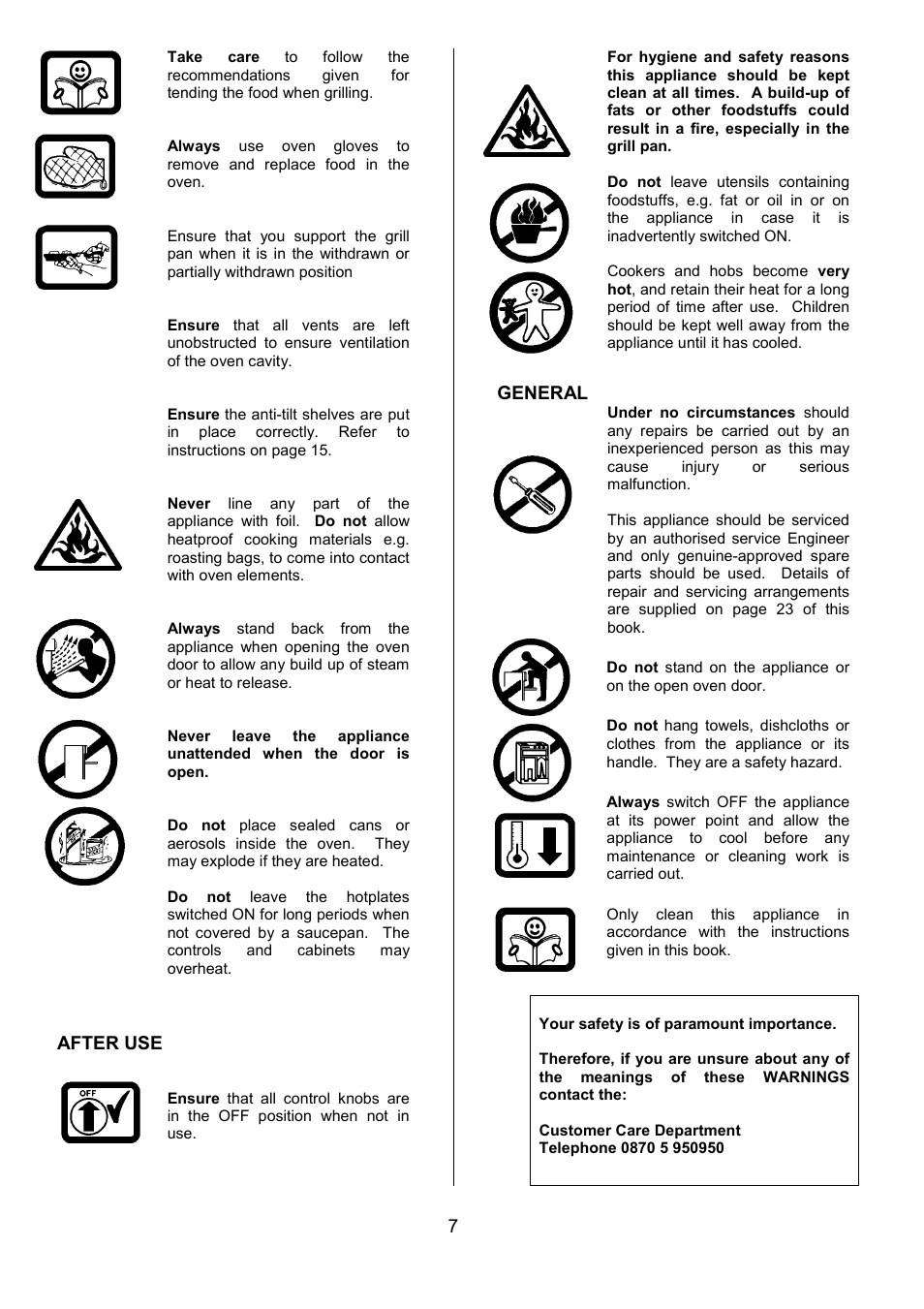 After use, General | Tricity Bendix SE305 User Manual | Page 7 / 28