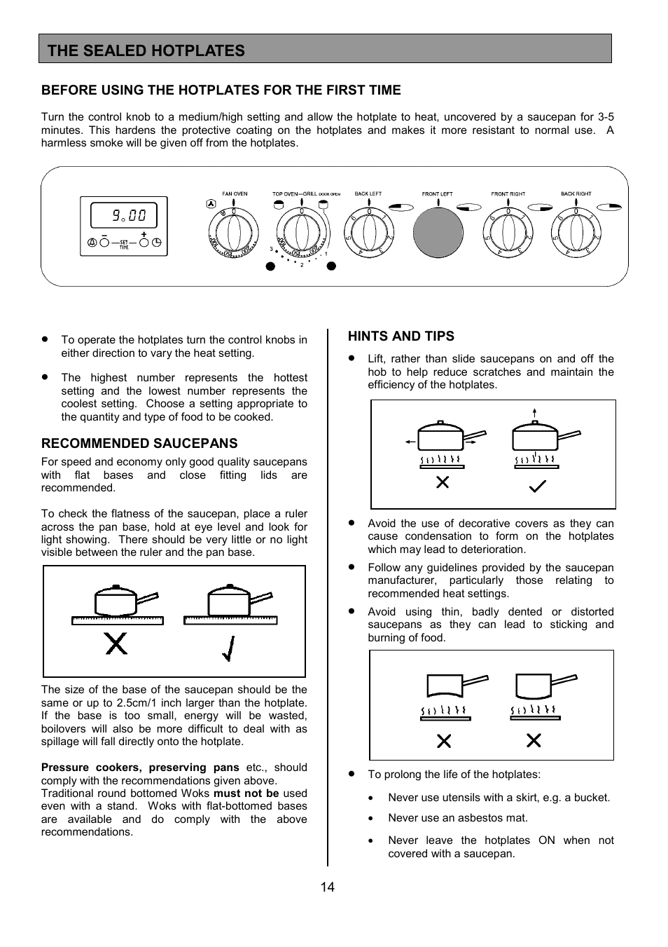 The sealed hotplates | Tricity Bendix SIE325 User Manual | Page 14 / 32