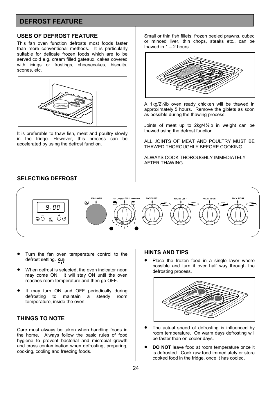 Defrost feature | Tricity Bendix SIE325 User Manual | Page 24 / 32