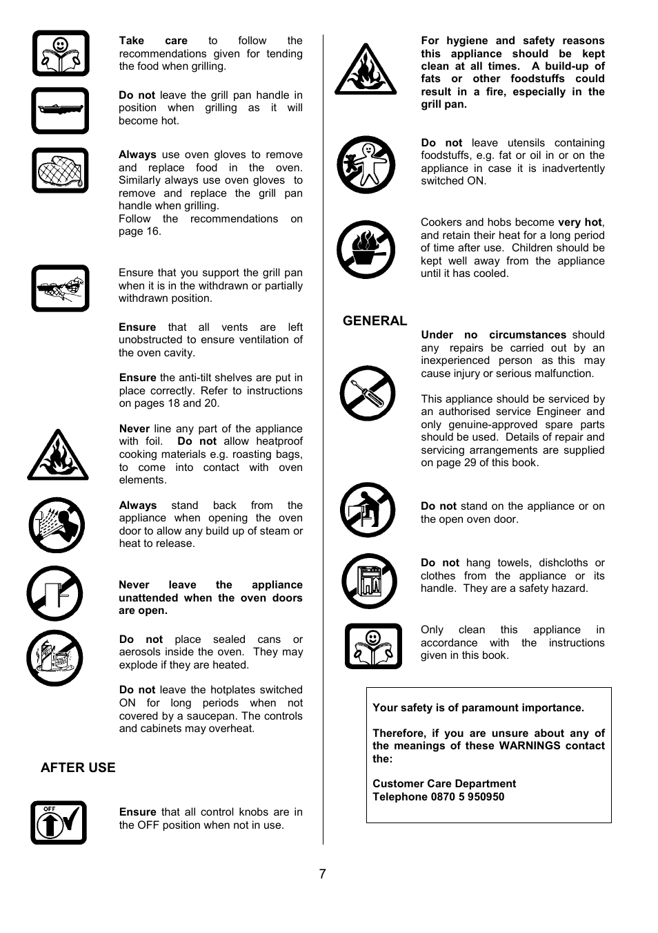 After use, General | Tricity Bendix SIE325 User Manual | Page 7 / 32