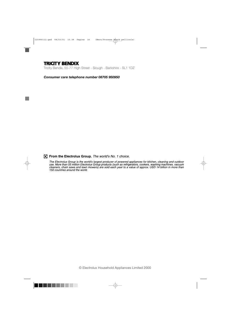 Tricity Bendix TM 560 User Manual | Page 14 / 14