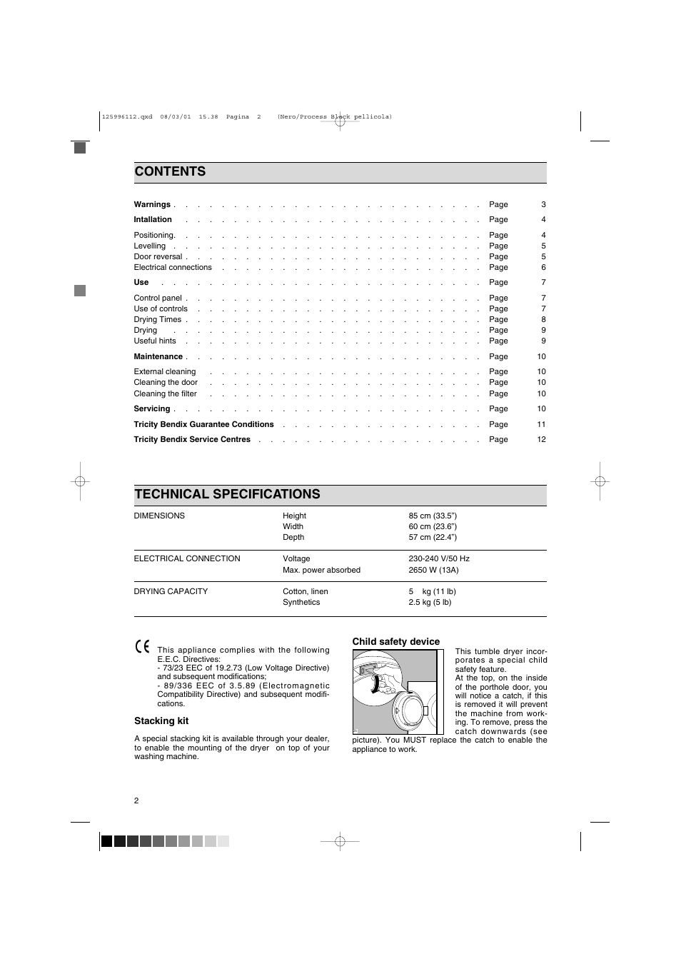 Tricity Bendix TM 560 User Manual | Page 2 / 14