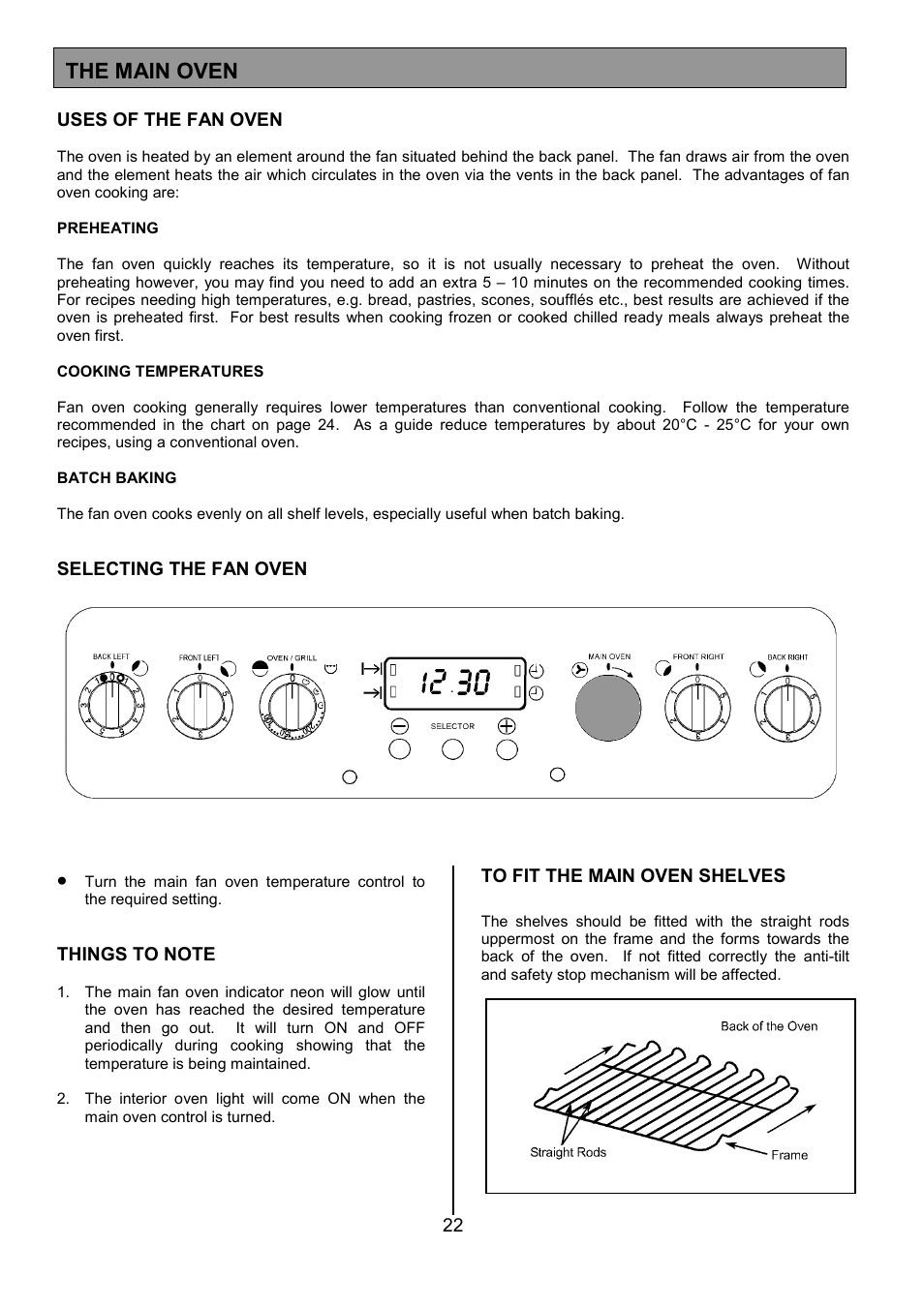 The main oven | Tricity Bendix SE555 User Manual | Page 22 / 36