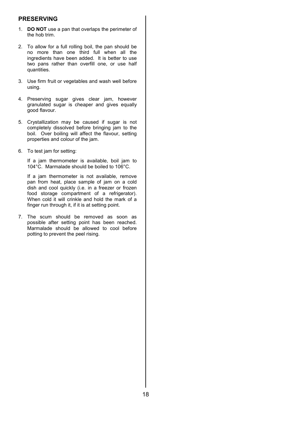 18 preserving | Tricity Bendix SIE557 User Manual | Page 18 / 36