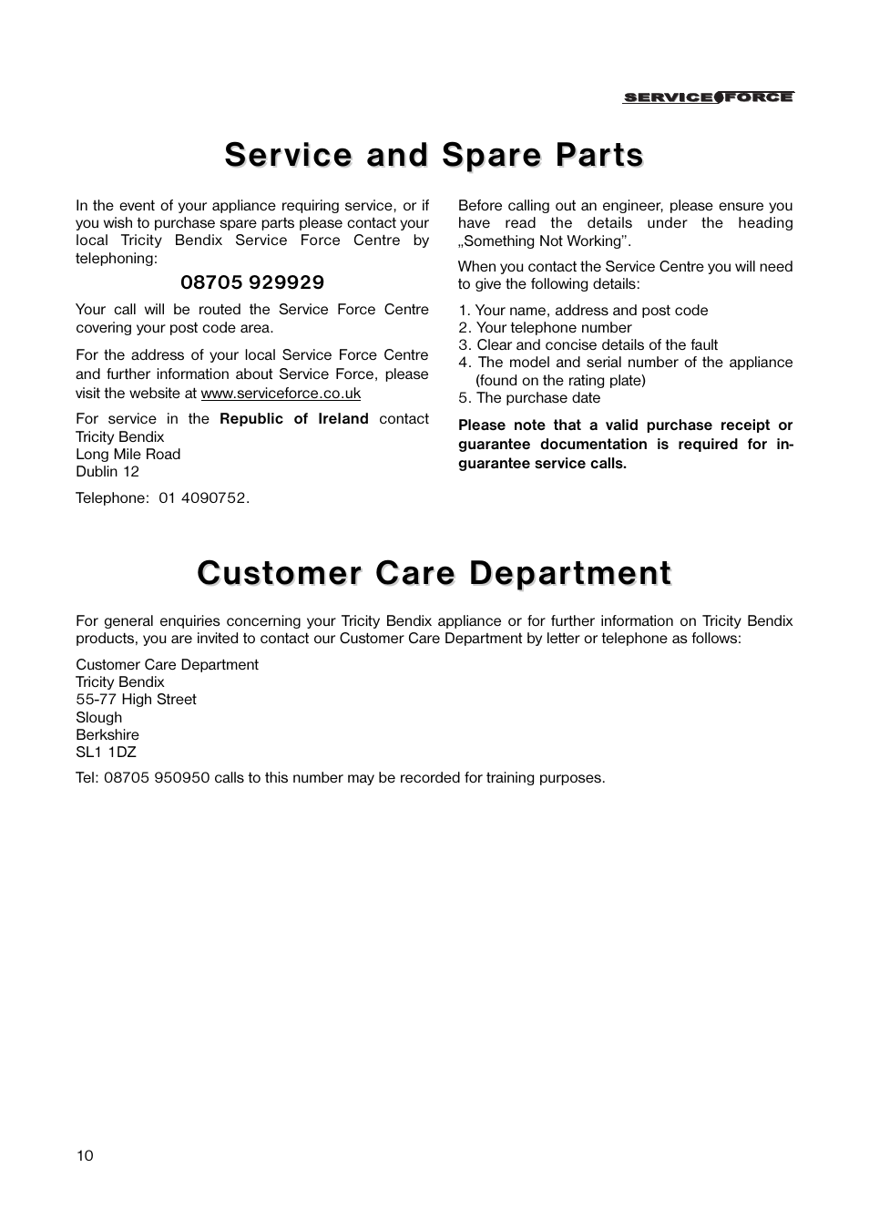 Tricity Bendix TB 17 TF User Manual | Page 10 / 16