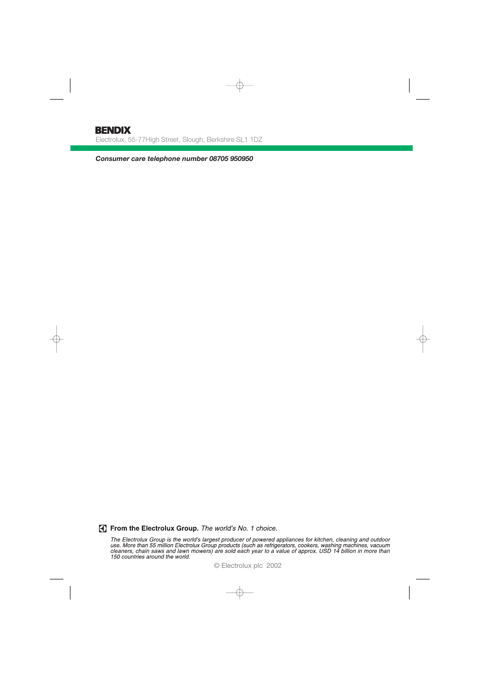 Tricity Bendix BTD 03 User Manual | Page 12 / 12