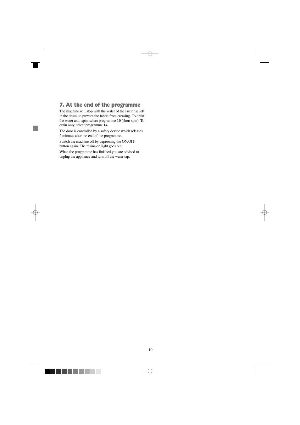 At the end of the programme | Tricity Bendix AW 1100 S User Manual | Page 10 / 26