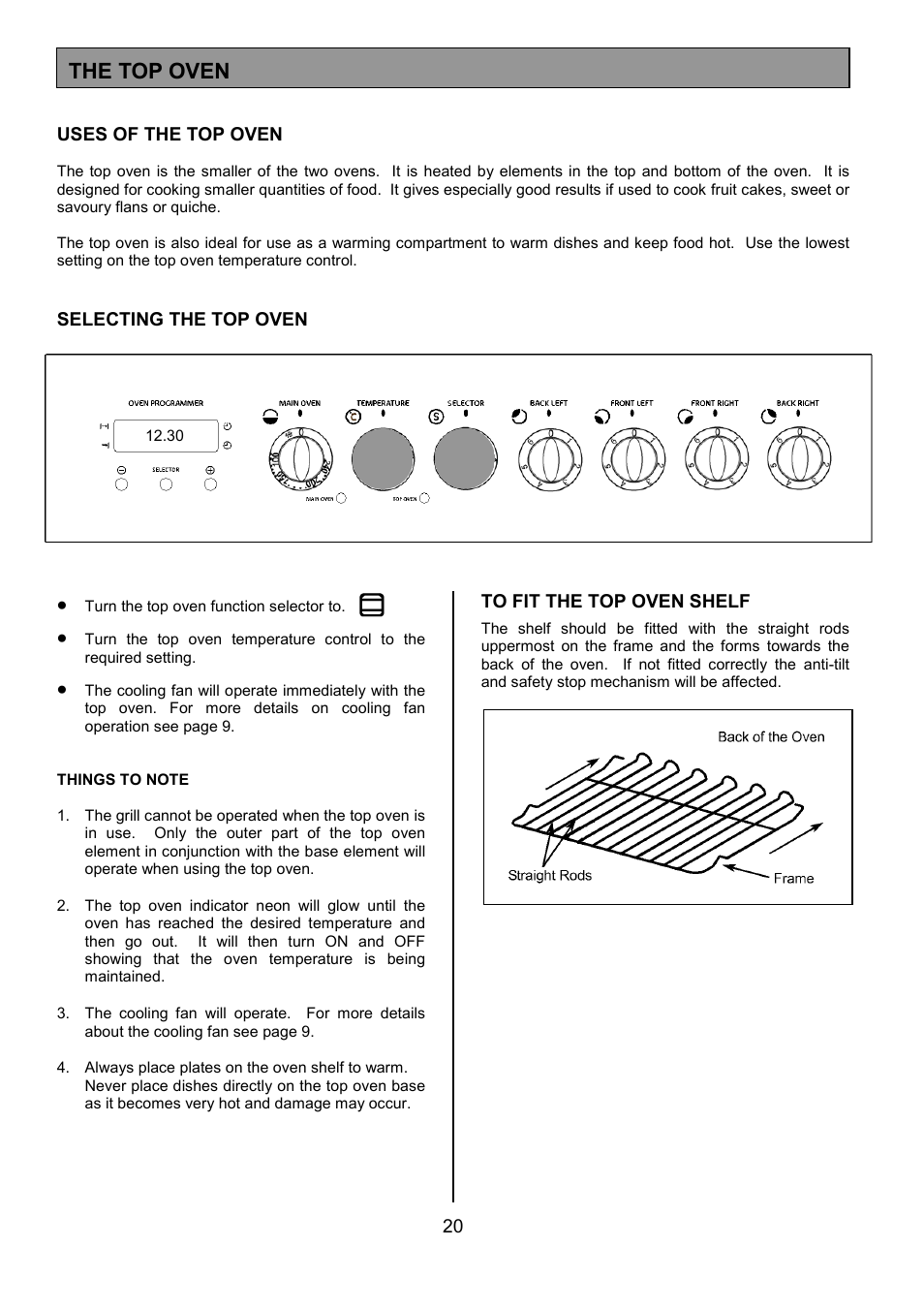 The top oven | Tricity Bendix CSE452 User Manual | Page 20 / 36