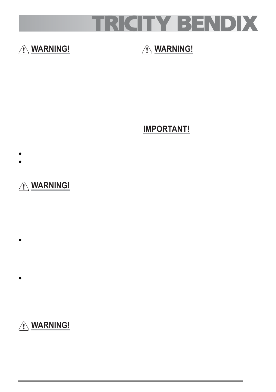 Hints and tips, Warning, Important | Tricity Bendix U30395 SG558/1 User Manual | Page 11 / 40