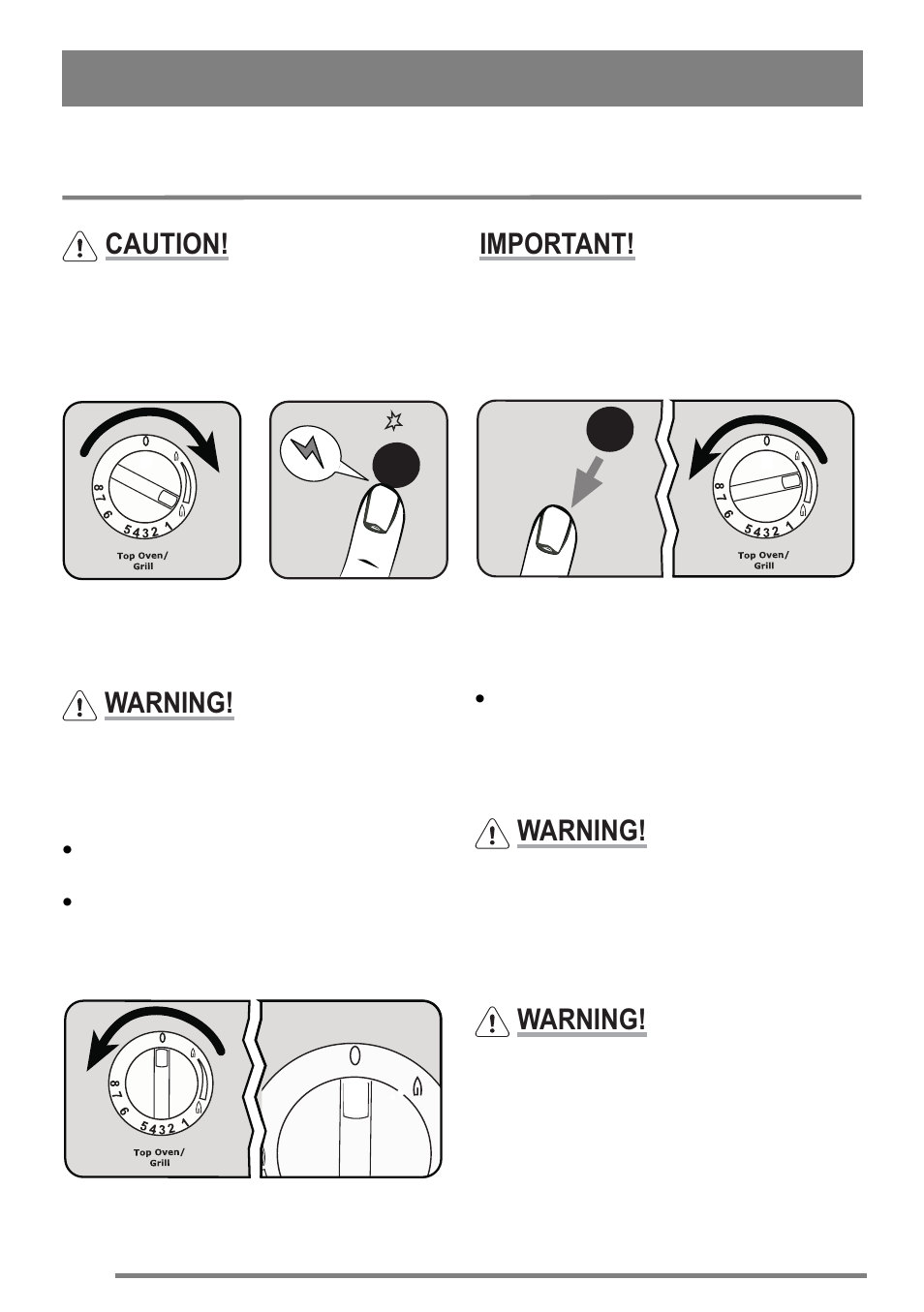 The grill, Using the grill, Caution | Important, Warning | Tricity Bendix U30395 SG558/1 User Manual | Page 12 / 40