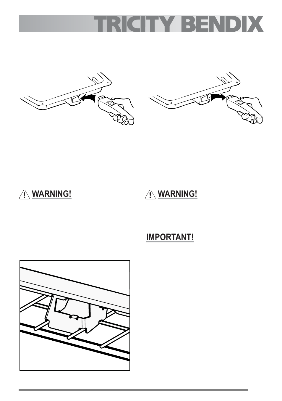 The grill pan and handle, Warning, Important | Tricity Bendix U30395 SG558/1 User Manual | Page 13 / 40