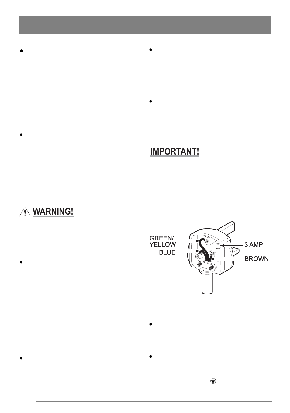 Leveling the appliance, Connecting to electricity supply, If the fitted plug is removed | Warning, Important | Tricity Bendix U30395 SG558/1 User Manual | Page 34 / 40