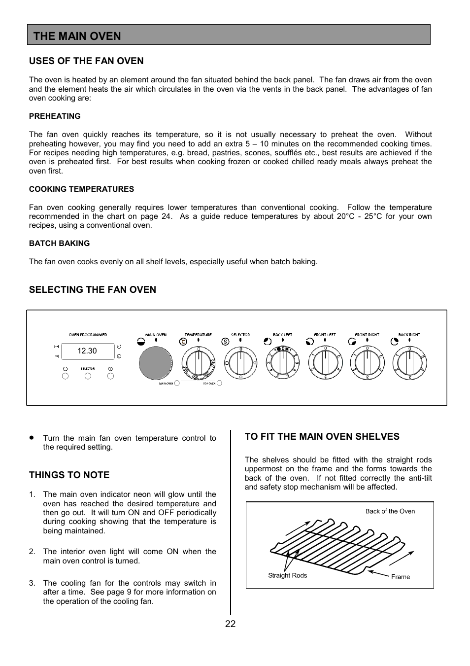 The main oven | Tricity Bendix SE454 User Manual | Page 22 / 36