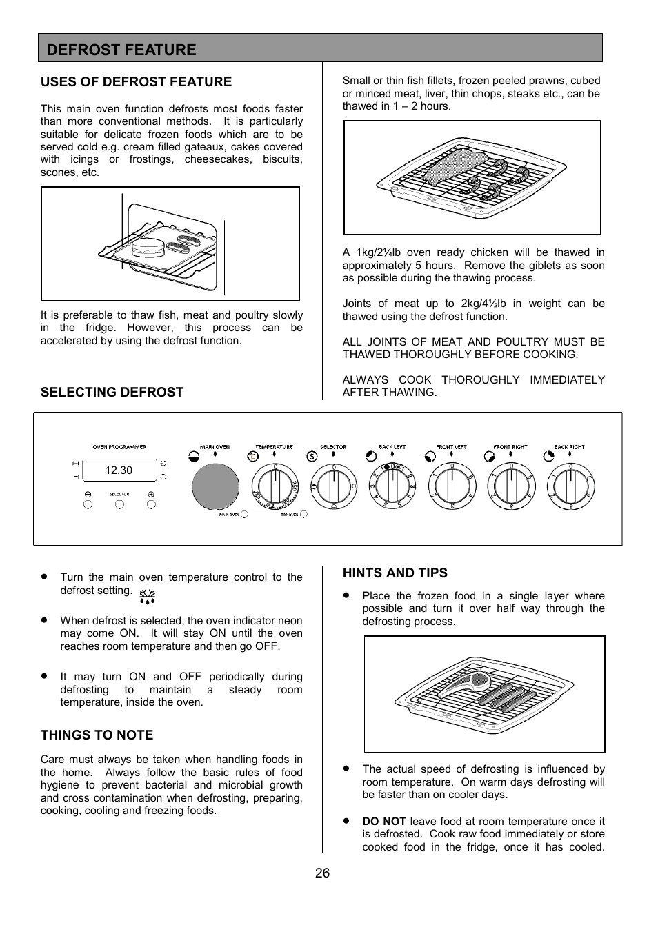 Defrost feature | Tricity Bendix SE454 User Manual | Page 26 / 36