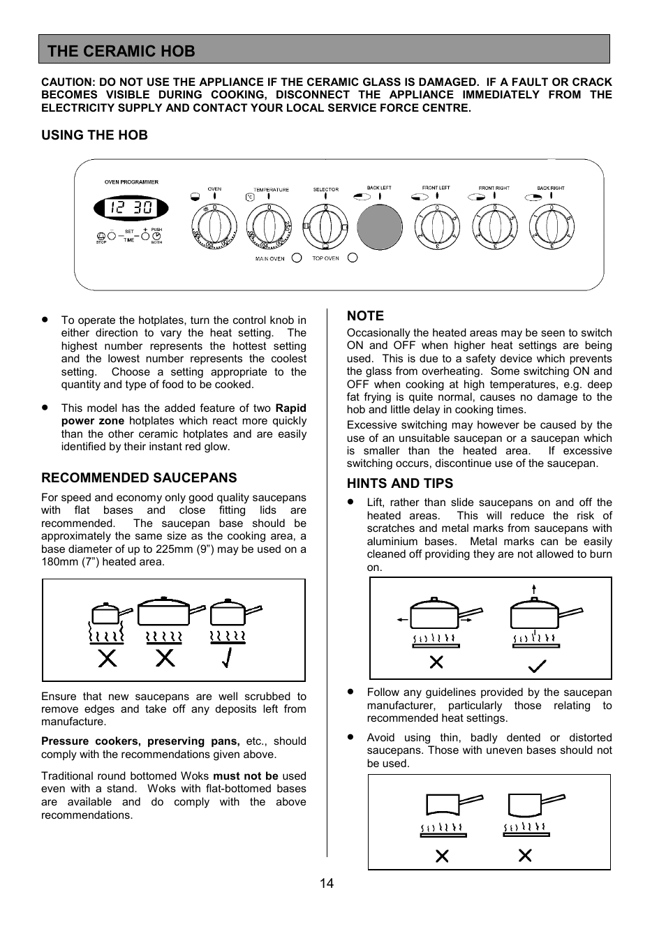 The ceramic hob | Tricity Bendix SIE514 User Manual | Page 14 / 32