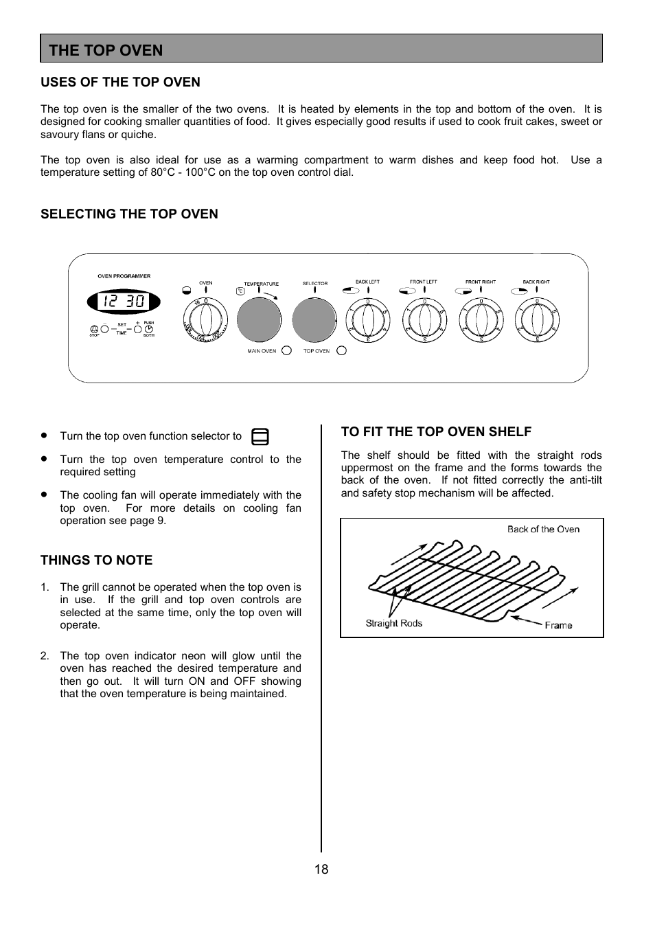 The top oven | Tricity Bendix SIE514 User Manual | Page 18 / 32