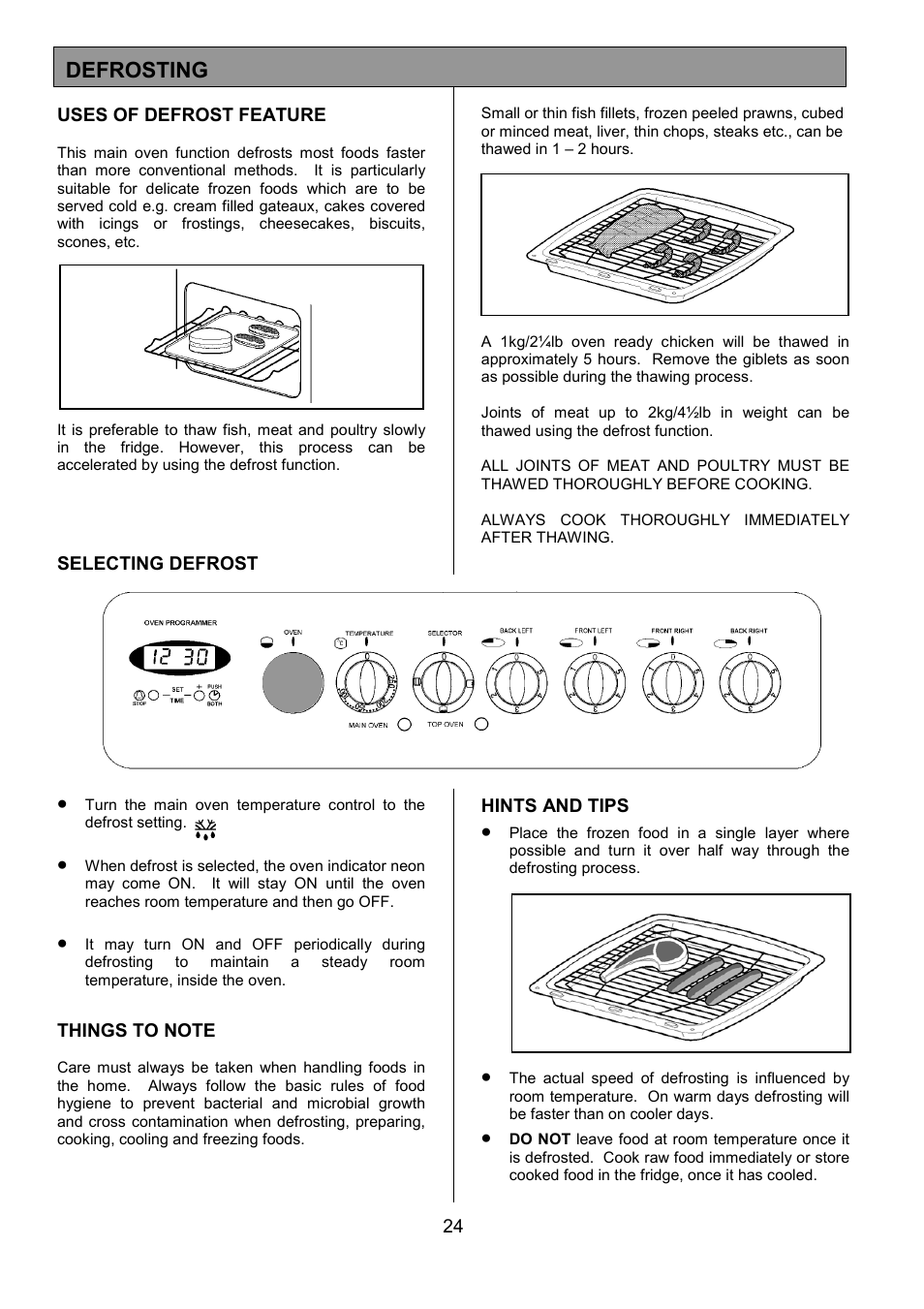 Defrosting | Tricity Bendix SIE514 User Manual | Page 24 / 32