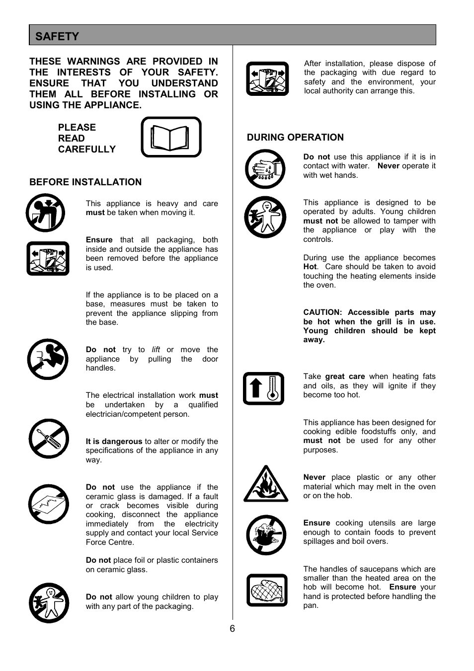 Safety | Tricity Bendix SIE514 User Manual | Page 6 / 32