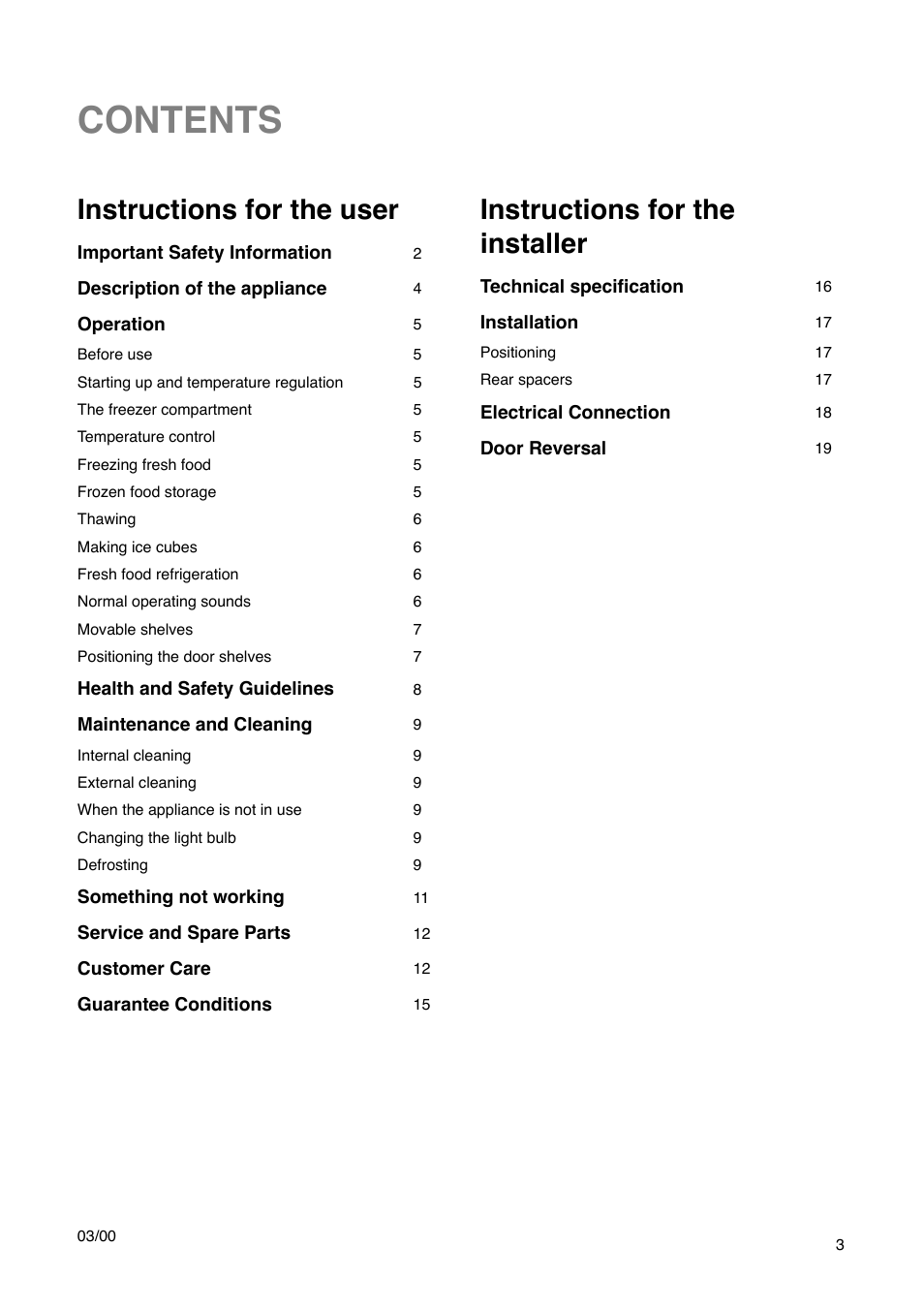 Tricity Bendix FD 792 User Manual | Page 3 / 20