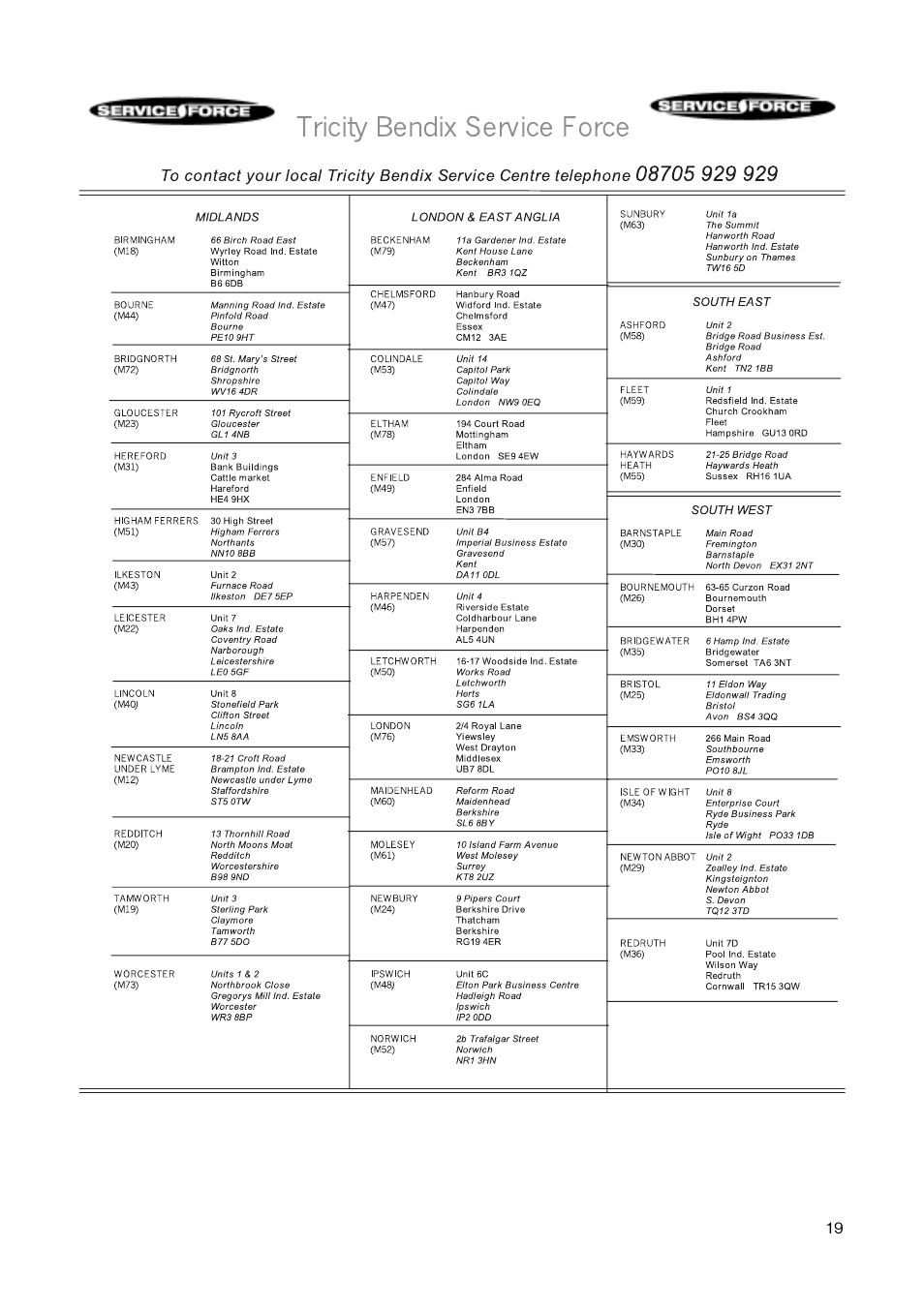 Tricity Bendix TB 56 R User Manual | Page 19 / 20
